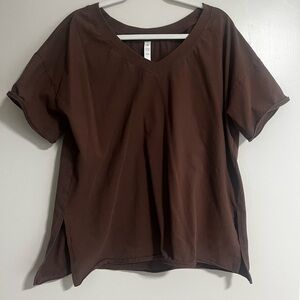 Brown V-Neck Women's Top